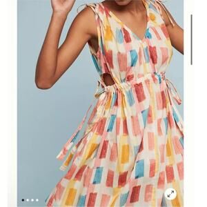 Lilka Anthropologie Sz XS Painters Palette Dress Cutout Colorful Pastel Swiftie